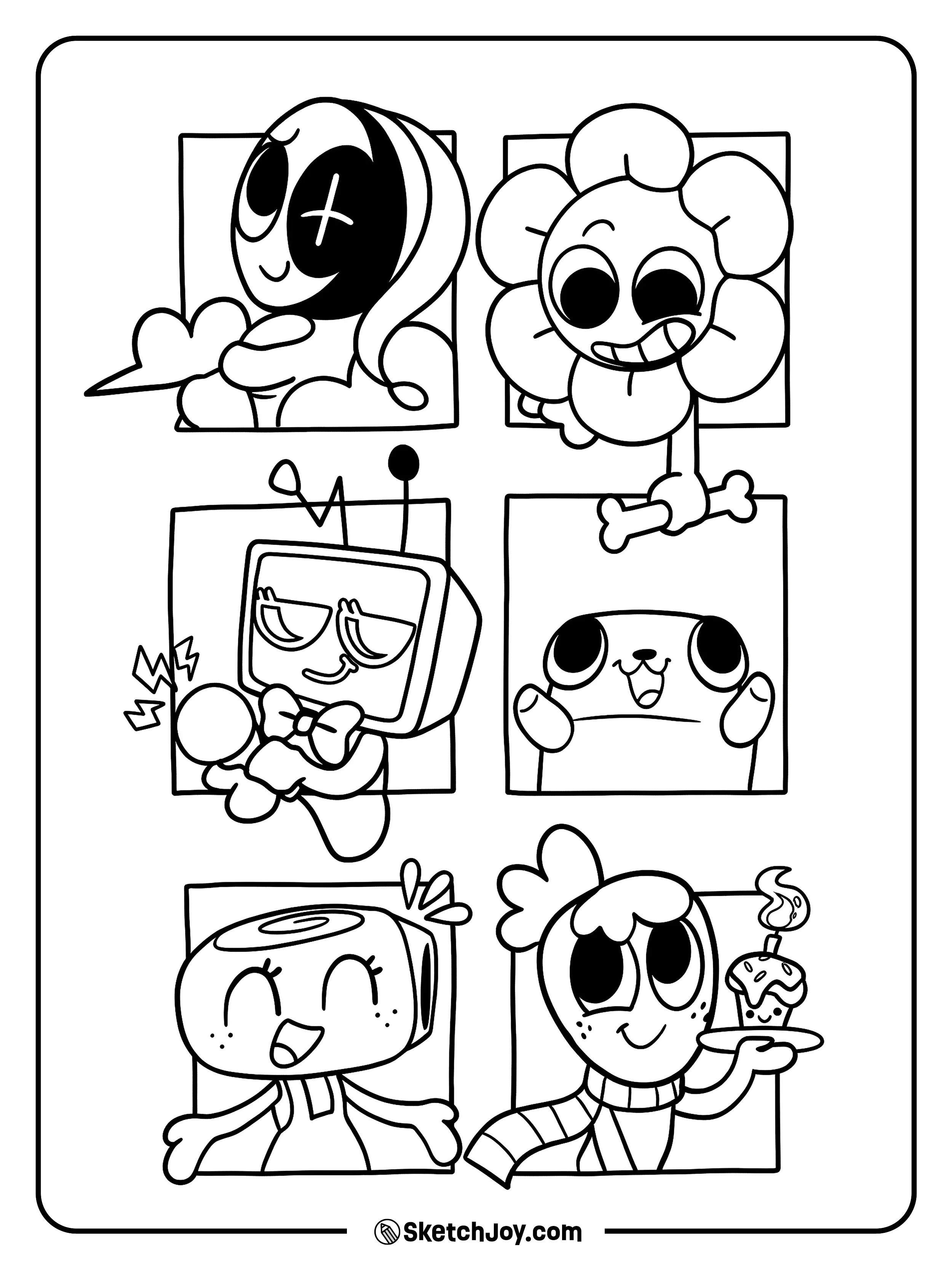 Astro, Dandy, Vee, Pebble, Shelly, and Sprout appear in a fun set of portrait-style boxes.